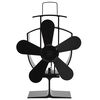 vidaXL Ventilador de estufa accionado por calor 5 aspas negro