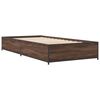 vidaXL Estructura cama madera ingenier&iacute;a metal roble marr&oacute;n 75x190 cm