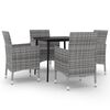 vidaXL Set comedor de jard&iacute;n 5 pzas y cojines rat&aacute;n sint&eacute;tico y vidrio