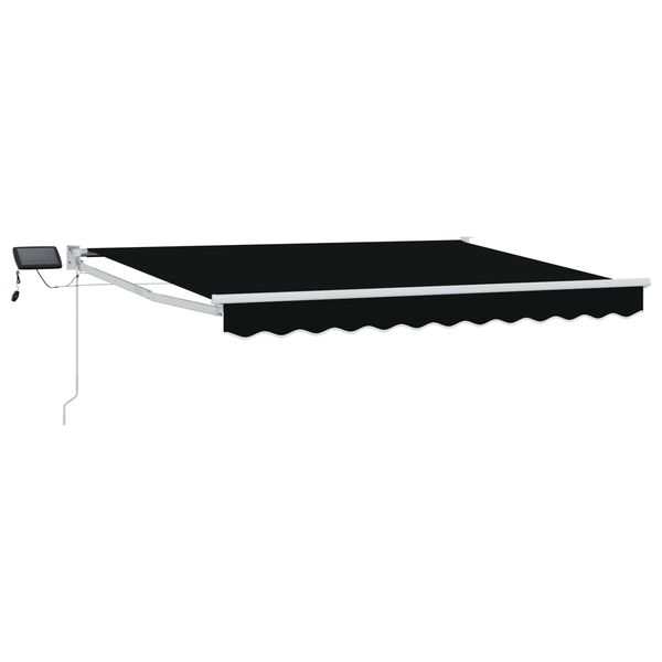 vidaXL Toldo manual retr&aacute;ctil con LEDs Negro 3 x 2,5 m