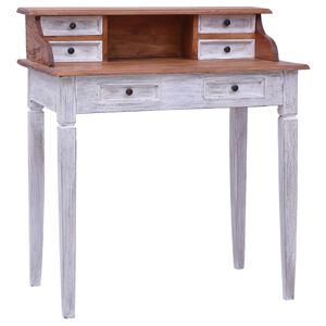 vidaXL Escritorio con cajones madera maciza de caoba 90x50x101 cm