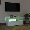 vidaXL Mueble de TV con luces LED blanco brillante 90x35x40 cm