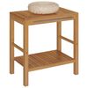 vidaXL Mueble tocador madera teca maciza con lavabo de m&aacute;rmol crema