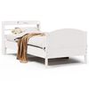 vidaXL Estructura de cama sin colch&oacute;n madera maciza blanca 75x190 cm