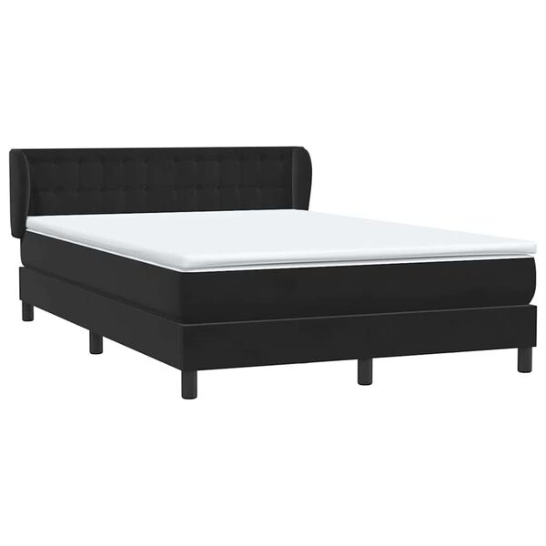 vidaXL Cama box spring con colch&oacute;n terciopelo negro 140x220 cm