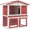vidaXL Jaula conejera con 3 puertas madera rojo