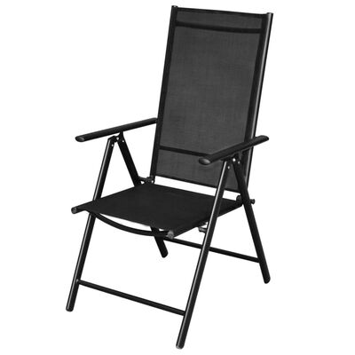 vidaXL Comedor de jardín con sillas plegables 9 piezas aluminio negro