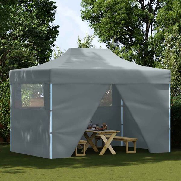 vidaXL Carpa plegable profesional 4 paredes acero gris antracita 3x4 m