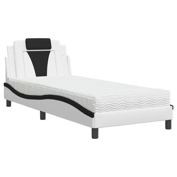 vidaXL Cama Viana con colchón cuero sintético blanco y negro 90x190 cm