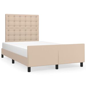 vidaXL Estructura cama sin colch&oacute;n cuero sint&eacute;tico capuchino 120x190cm