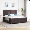 vidaXL Cama Box Spring LED con colch&oacute;n Marr&oacute;n Oscuro 180 x 200 cm tela
