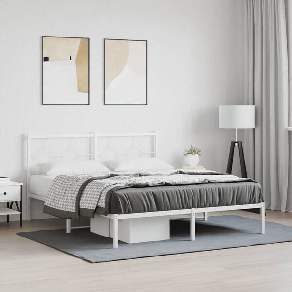 vidaXL Estructura cama sin colch&oacute;n con cabecero metal blanco 160x200cm