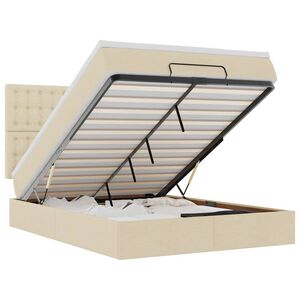 vidaXL Estructura de cama otomana con colch&oacute;n tela crema 140x190cm
