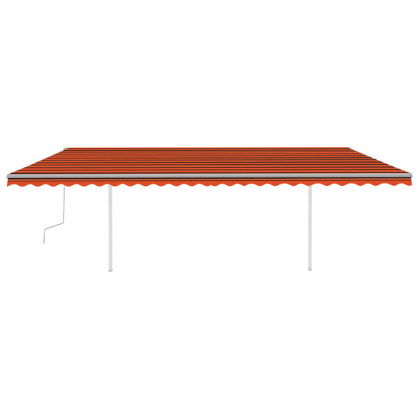 vidaXL Toldo manual retr&aacute;ctil con LED naranja y marr&oacute;n 6x3,5 m