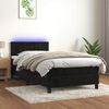 vidaXL Cama box spring colch&oacute;n y LED terciopelo negro 90x190 cm