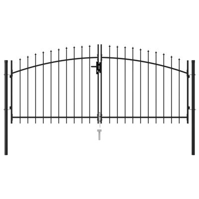 vidaXL Cancela de valla doble puerta con puntas acero negro 3x1,25 m