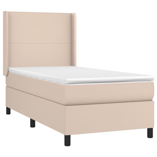 vidaXL Cama box spring con colch&oacute;n cuero sint&eacute;tico capuchino 100x200cm