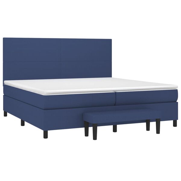 vidaXL Cama box spring con colch&oacute;n tela azul 200x200 cm