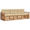 vidaXL Conjunto de sof&aacute;s de exterior con coj&iacute;n 3 pcs Natural y Beige