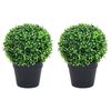 vidaXL Plantas de boj artificial 2 uds forma bola maceta verde 37 cm