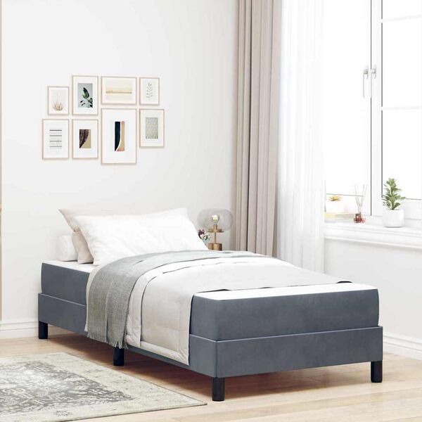 vidaXL Cama tipo Box Spring con colch&oacute;n Gris oscuro 80 x 220 cm tela