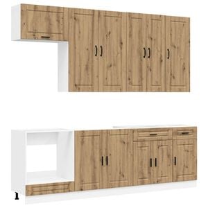 vidaXL Unidad de cocina PORTO 8 uds. Roble artisan