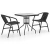 vidaXL Juego de comedor de jard&iacute;n de 3 piezas negro