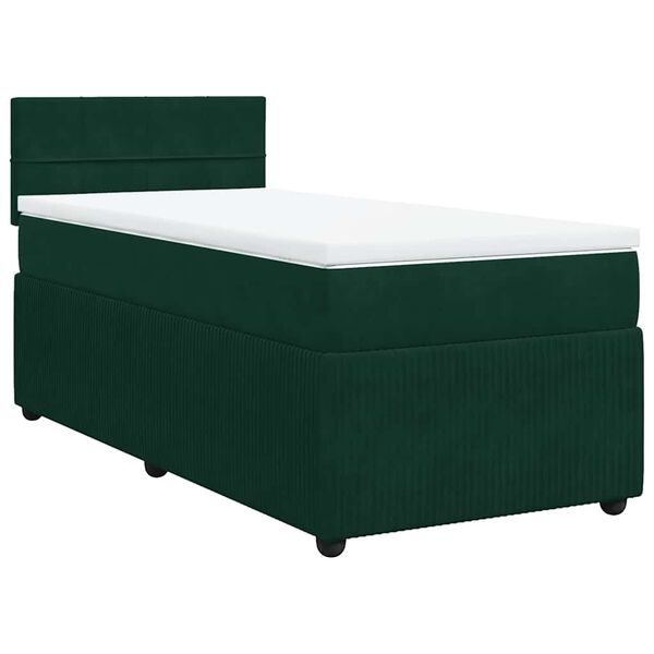 vidaXL Cama box spring con colch&oacute;n terciopelo verde oscuro 80x200 cm