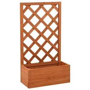 vidaXL Jardinera enrejada de jard&iacute;n madera abeto naranja 50x25x90 cm