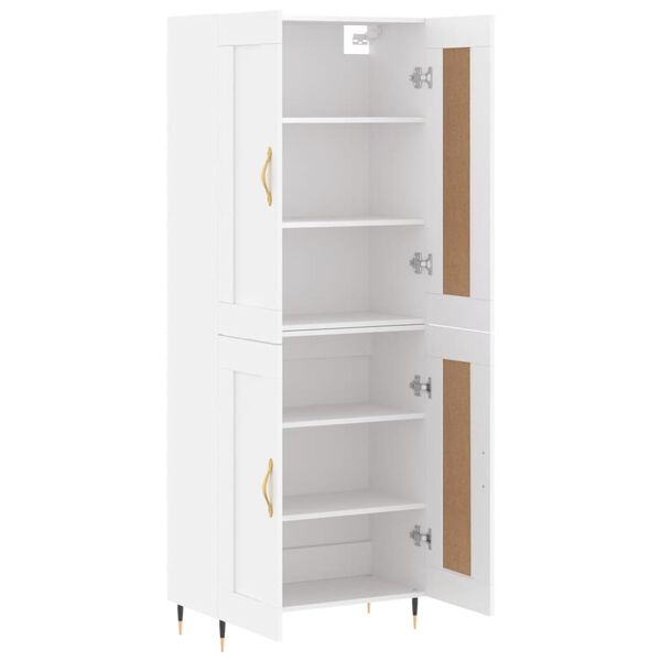 vidaXL Aparador alto madera contrachapada blanco 69,5x34x180 cm