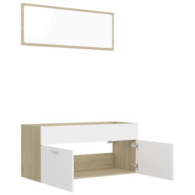 vidaXL Set de muebles de baño 2 pzas madera contrachapada blanco roble