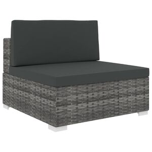 vidaXL Asiento seccional central con cojines 1ud rat&aacute;n sint&eacute;tico gris