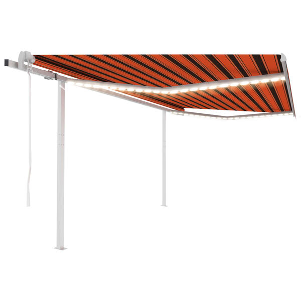 vidaXL Toldo autom&aacute;tico LED sensor de viento naranja marr&oacute;n 4,5x3 m