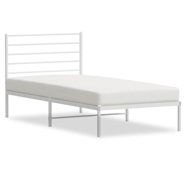 vidaXL Estructura cama sin colch&oacute;n con cabecero metal blanco 100x190cm