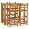 vidaXL Mesa y taburetes altos de jard&iacute;n 5 pzas madera maciza acacia