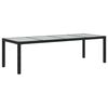 vidaXL Mesa de jard&iacute;n de vidrio templado rat&aacute;n PE negra 250x100x75 cm