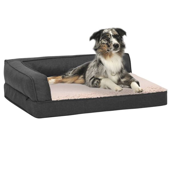 vidaXL Colch&oacute;n para cama de perro ergon&oacute;mico gris oscuro 60x42cm