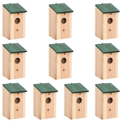 vidaXL Casa para pájaros 10 unidades madera maciza de abeto 12x12x22cm
