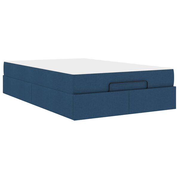 vidaXL Estructura de cama con colch&oacute;n con colch&oacute;n 2 pcs Azul tela
