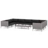vidaXL Muebles de jard&iacute;n 10 pzas y cojines rat&aacute;n sint&eacute;tico gris oscuro