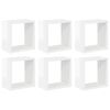 vidaXL Estantes cubo de pared 6 unidades blanco brillo 26x15x26 cm