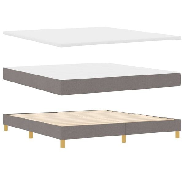 vidaXL Cama tipo Box Spring con colch&oacute;n Taup&eacute; 200 x 180 cm Poli&eacute;ster