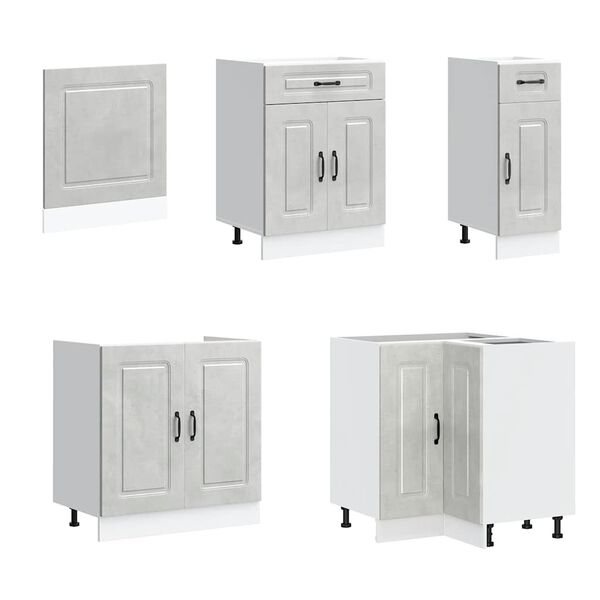 vidaXL Mueble cocina Kalmar gris hormig&oacute;n 11 pzas madera contrachapada