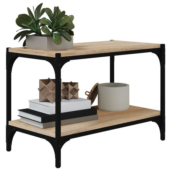 vidaXL Mueble para TV contrachapada y acero roble Sonoma 60x33x41 cm
