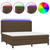 vidaXL Cama box spring colch&oacute;n luces LED tela marr&oacute;n oscuro 200x200 cm