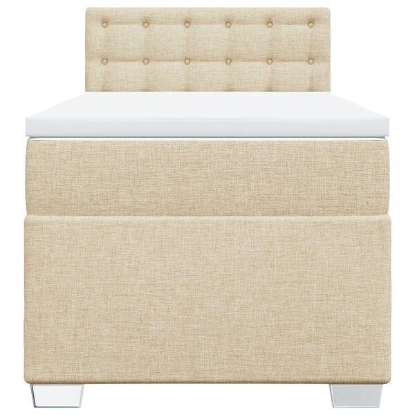 vidaXL Cama box spring con colch&oacute;n tela color crema 80x200 cm