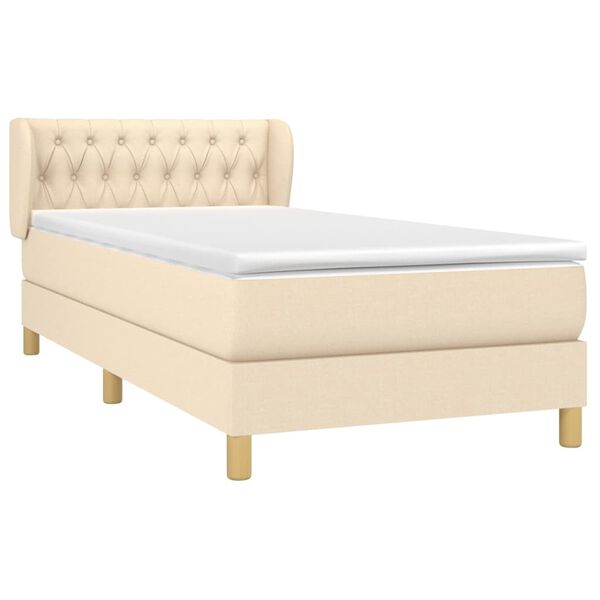 vidaXL Cama box spring con colch&oacute;n tela color crema 90x190 cm