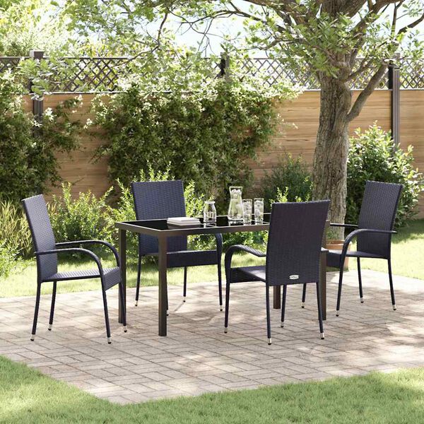 vidaXL Conjunto de Comedor de Jard&iacute;n 5 pcs Negro