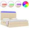vidaXL Cama con tira de luces LED con cabecera Crema 180 x 200 cm tela