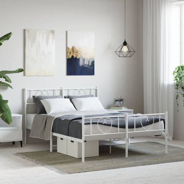 vidaXL Estructura cama sin colch&oacute;n con estribo metal blanco 140x200 cm